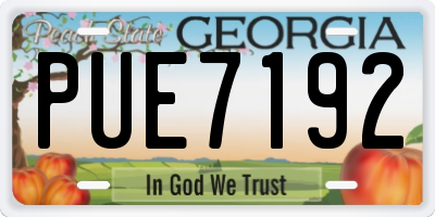 GA license plate PUE7192