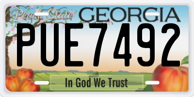GA license plate PUE7492