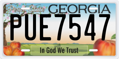 GA license plate PUE7547