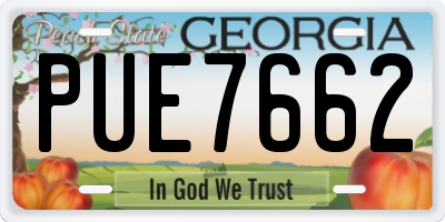 GA license plate PUE7662