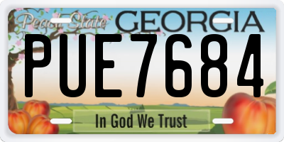 GA license plate PUE7684