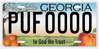 GA license plate PUF0000