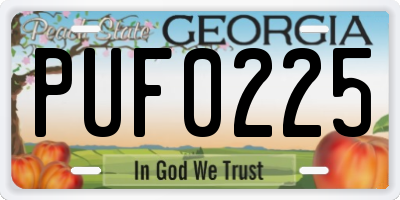 GA license plate PUF0225