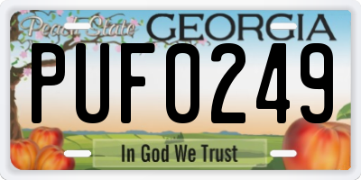 GA license plate PUF0249