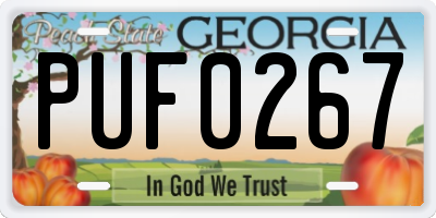 GA license plate PUF0267