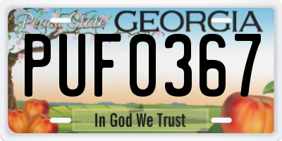 GA license plate PUF0367