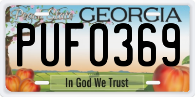 GA license plate PUF0369
