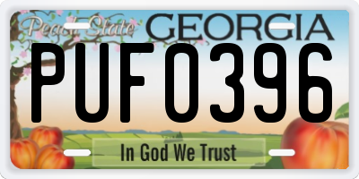 GA license plate PUF0396