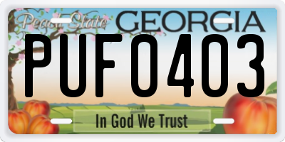 GA license plate PUF0403