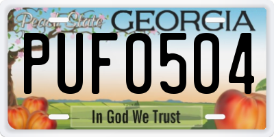 GA license plate PUF0504