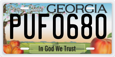 GA license plate PUF0680