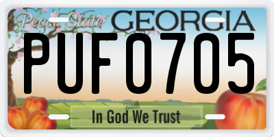 GA license plate PUF0705