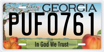 GA license plate PUF0761