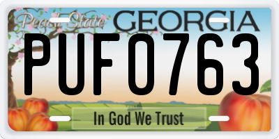 GA license plate PUF0763