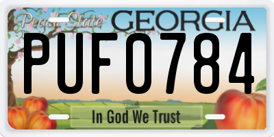 GA license plate PUF0784