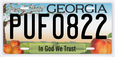 GA license plate PUF0822