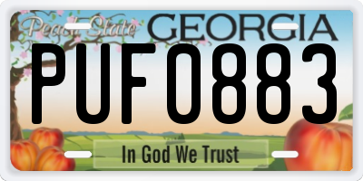 GA license plate PUF0883