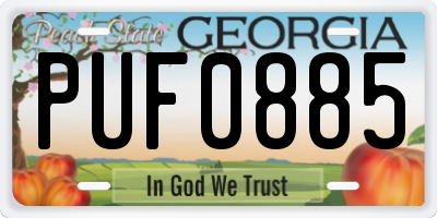 GA license plate PUF0885