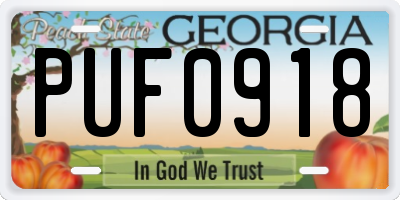 GA license plate PUF0918