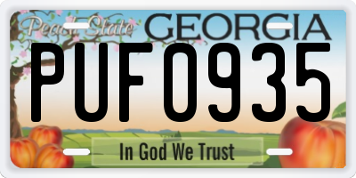 GA license plate PUF0935