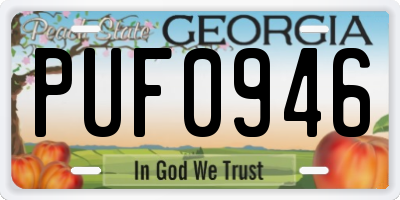 GA license plate PUF0946