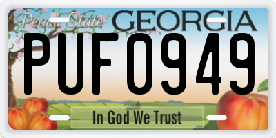 GA license plate PUF0949