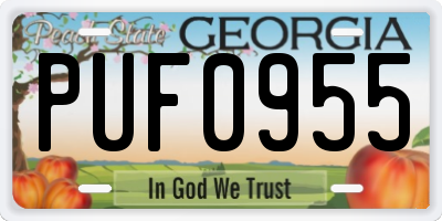 GA license plate PUF0955