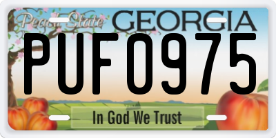 GA license plate PUF0975