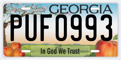 GA license plate PUF0993