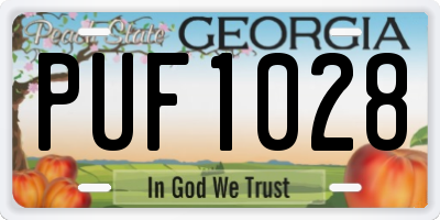GA license plate PUF1028