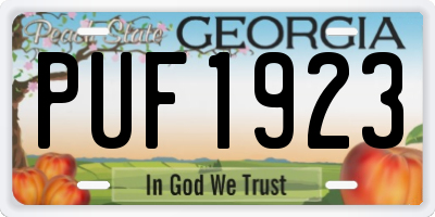 GA license plate PUF1923