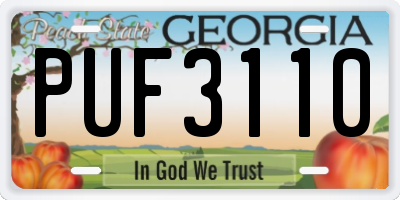 GA license plate PUF3110