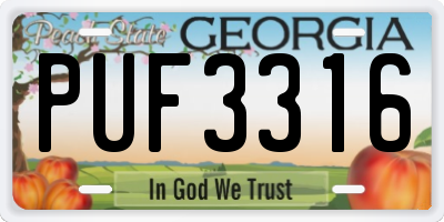 GA license plate PUF3316