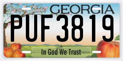 GA license plate PUF3819