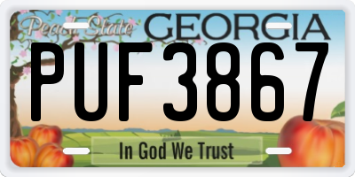GA license plate PUF3867