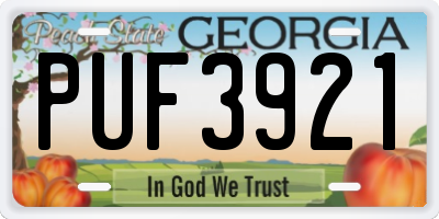 GA license plate PUF3921