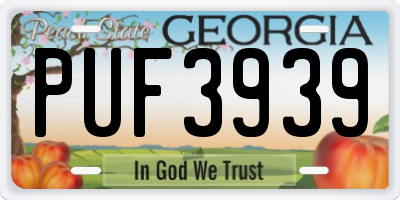 GA license plate PUF3939