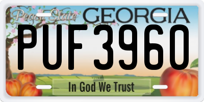 GA license plate PUF3960