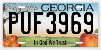 GA license plate PUF3969