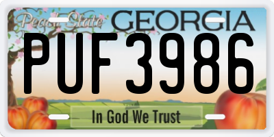 GA license plate PUF3986