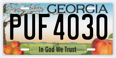 GA license plate PUF4030
