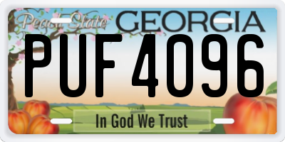 GA license plate PUF4096