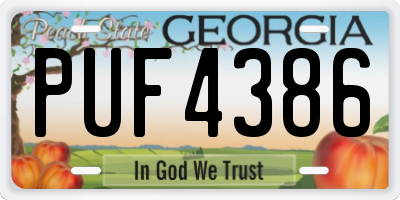 GA license plate PUF4386