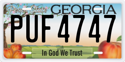 GA license plate PUF4747