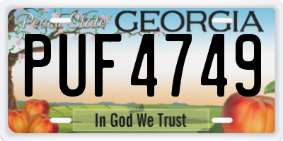 GA license plate PUF4749