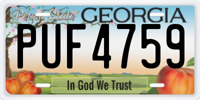 GA license plate PUF4759