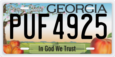 GA license plate PUF4925