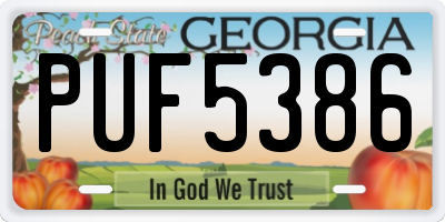 GA license plate PUF5386