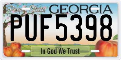 GA license plate PUF5398
