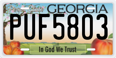 GA license plate PUF5803